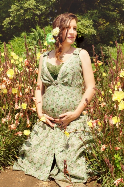 těhotenské letní šaty z tištěného lnu