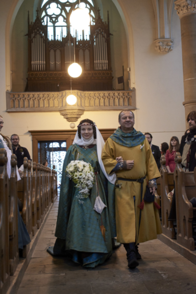 Medieval wedding brocade dress